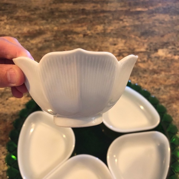 HOMCO Vintage Green Glasswear Serving Tray and Bowls Excellent Condition - Picture 5 of 8